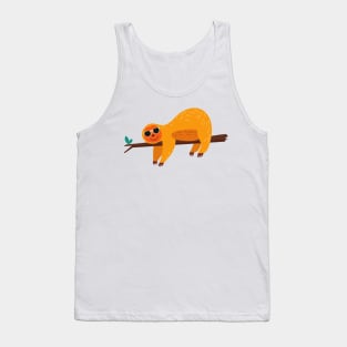 lazy sloth on tree with glasses Tank Top